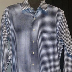 Arrow Blue Gingham Men's Dress Shirt Size 15.5|34/35
